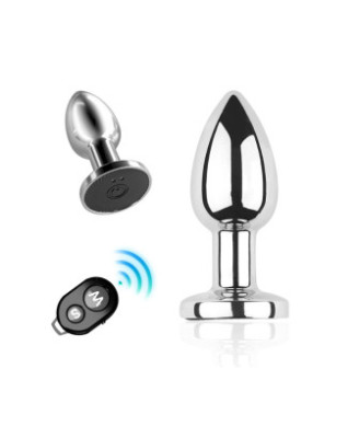 Plug vibrant acier inoxydable anal taille S avec télécommande, USB BOOTY